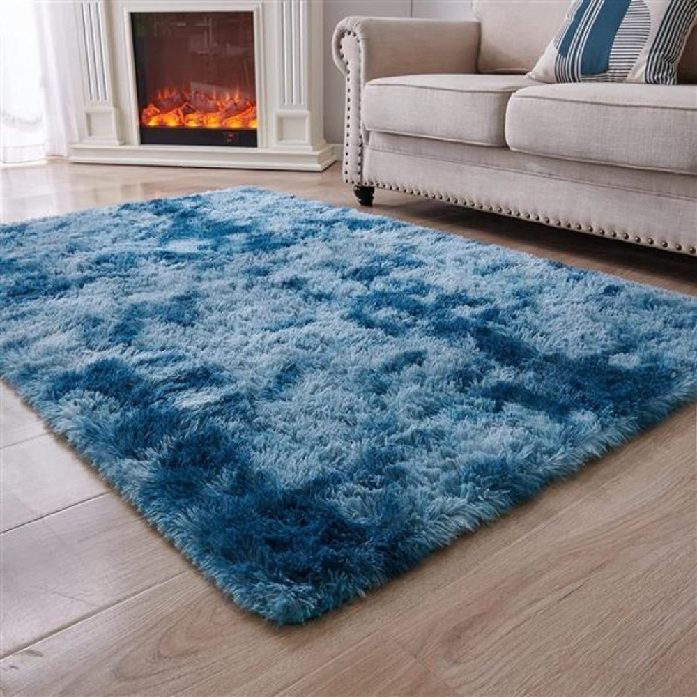 New Dark Blue Soft Fluffy Area Rug